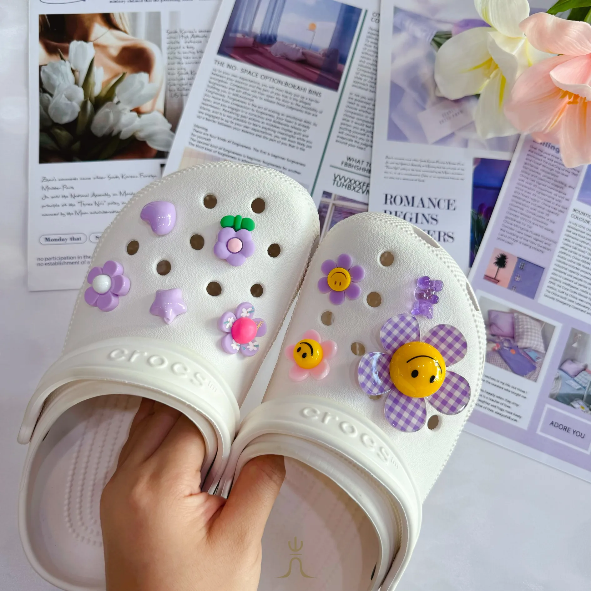 格紋笑臉小花系列｜Crocs鞋扣 thumbnail 4