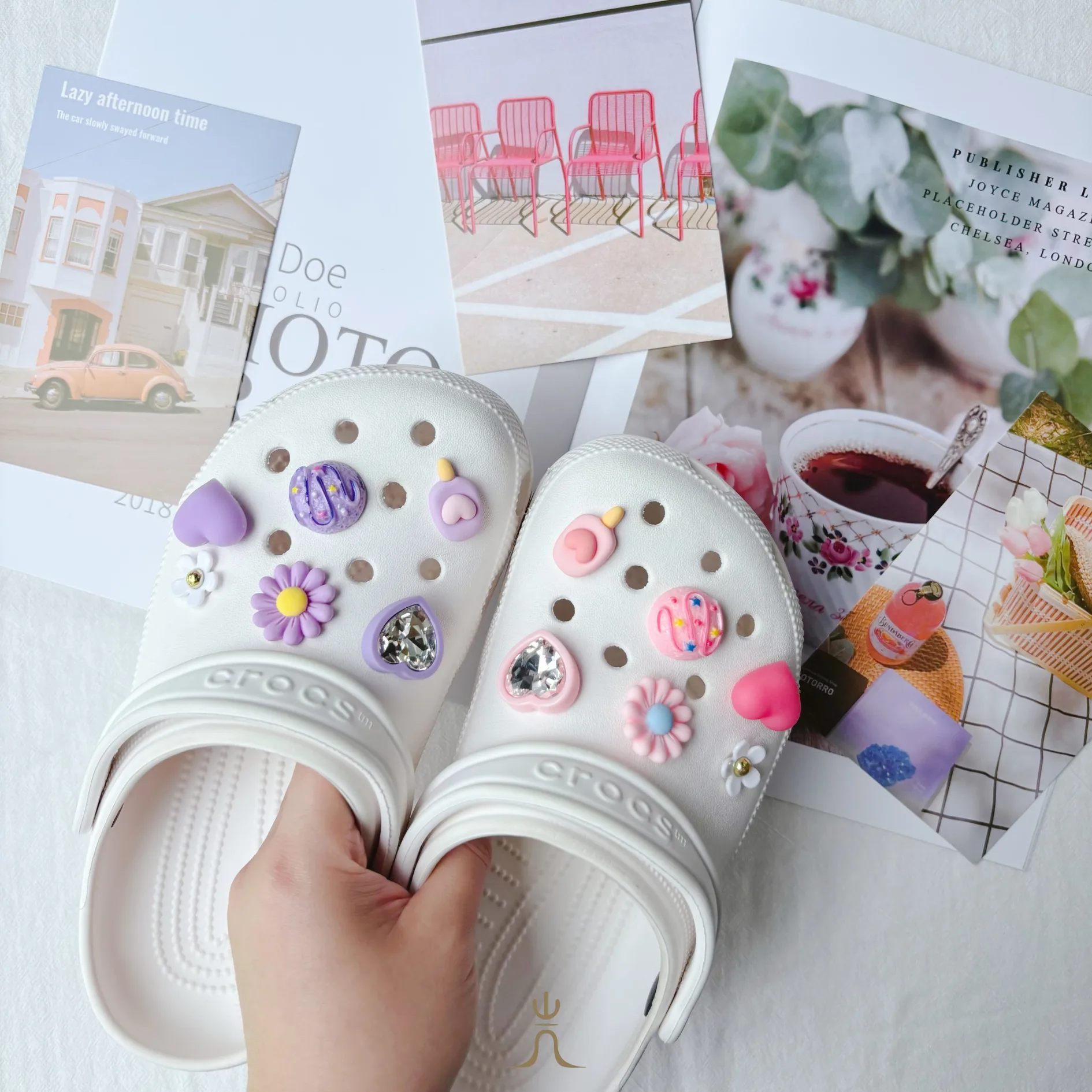 鑽石愛心粉紫系列｜Crocs鞋扣 - Image 1
